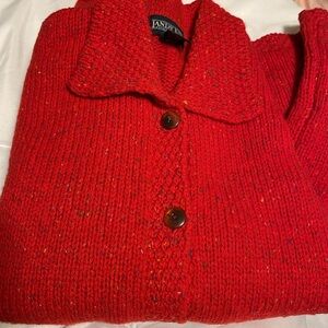 Land’s End Wool Cardigan Sweater Size Medium Made in England